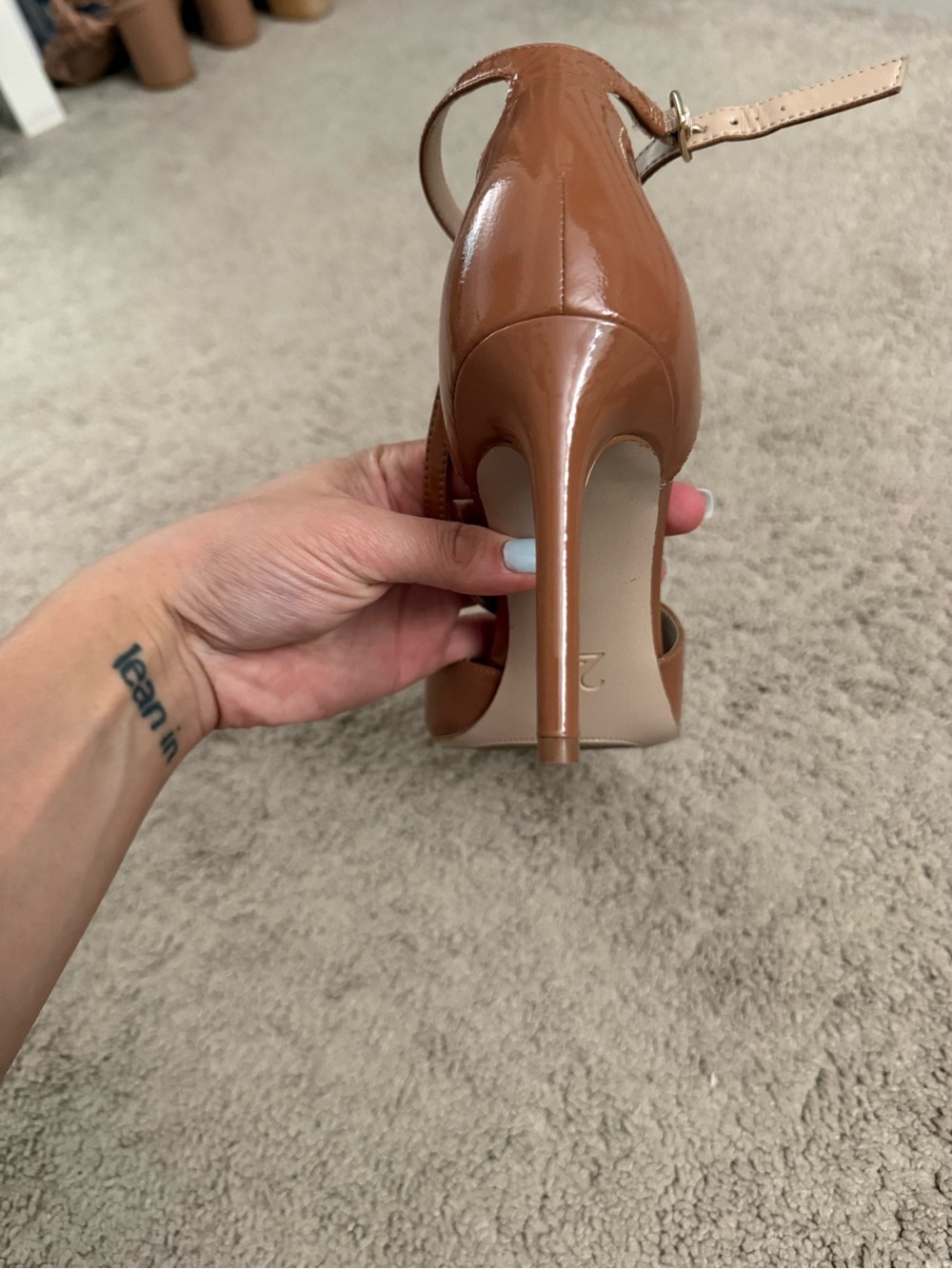 Naturalizer Brown Patent Leather Pointed Ankle-Strap Heels - Picture 7 of 7